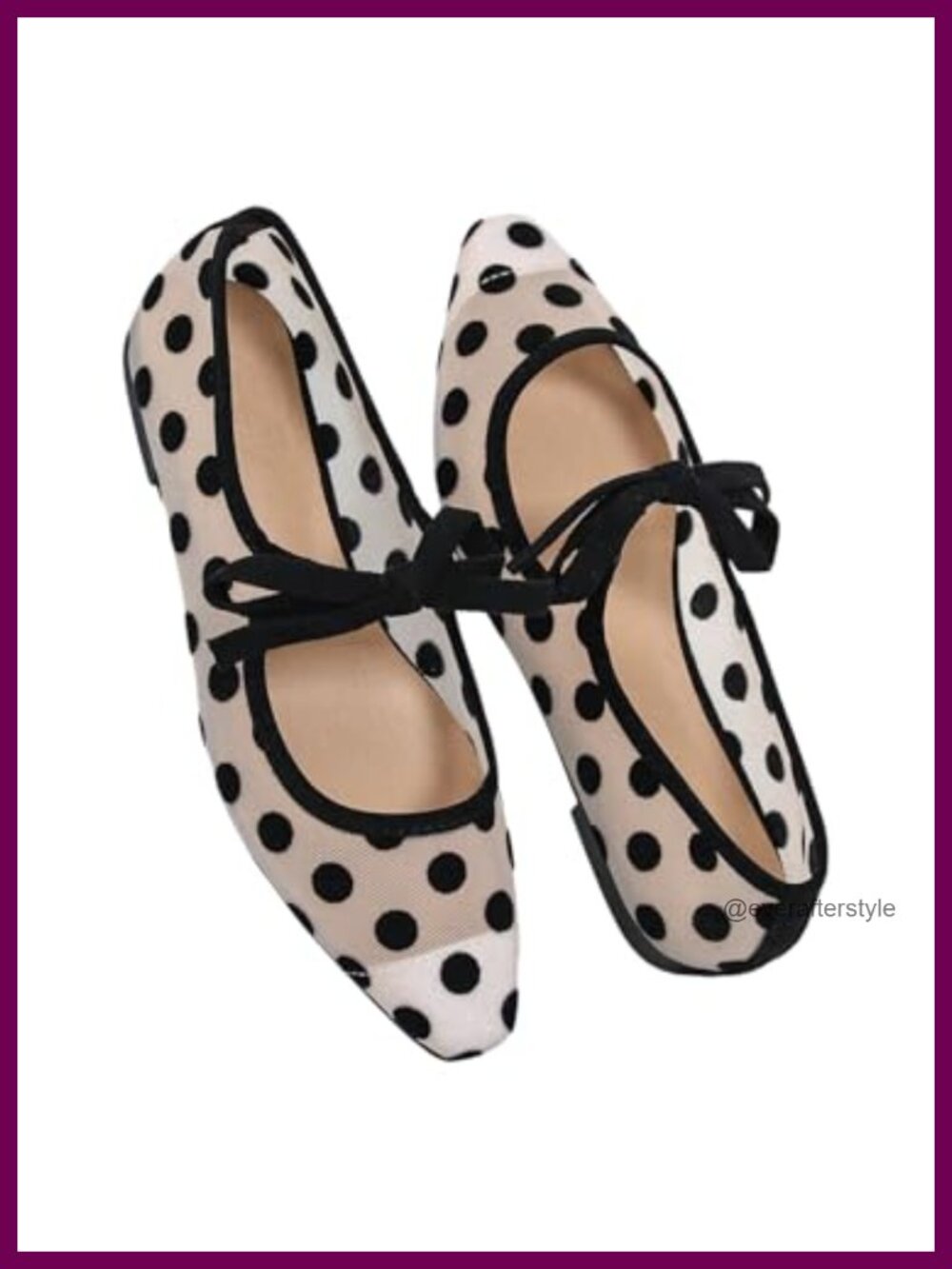 Womens Polka Dots Mesh Ballet Flats Faux Leather Slip On Ballerina Shoes